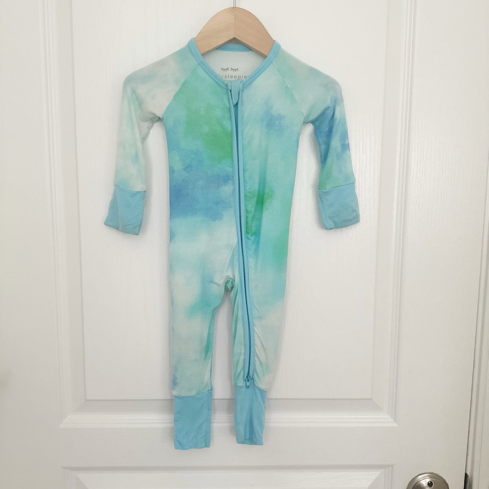 Little Sleepies | Tidepool Watercolor Zippy Tie-Dye Pajamas 0-3 months